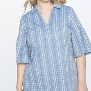 Dress - Embroidered Flare Sleeve Collared